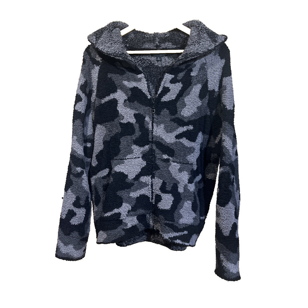 Barefoot Dreams Cozy Chic Camo Print Full Zip Hoodie Relaxed Fit Sz Medium Cozy